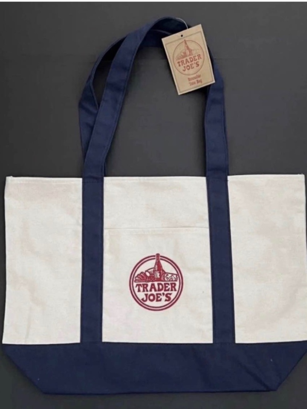Brand NEW Trader Joe’s Large Tote Canvas Bag (Navy) with tag